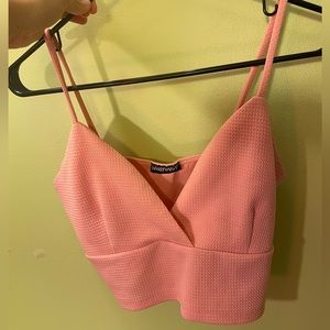 Pink cropped spaghetti strap tank top Wearever